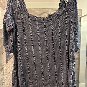 Tianello Black and White Striped Blouse